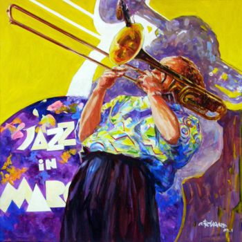 Ζωγραφική με τίτλο "jazz painting 17" από Christian Rolland, Αυθεντικά έργα τέχνης, Λάδι