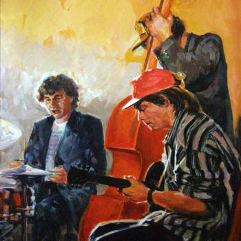Painting titled "jazz painting 9" by Christian Rolland, Original Artwork, Oil