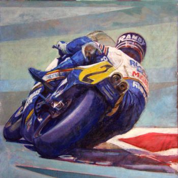 Painting titled "moto speed 3" by Christian Rolland, Original Artwork, Oil