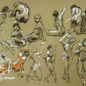 Drawing titled "fusain et craie 201…" by Christian Rolland, Original Artwork, Chalk