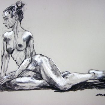 Drawing titled ".étude 2019 4" by Christian Rolland, Original Artwork, Charcoal