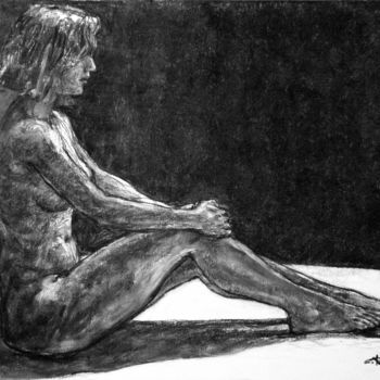 Drawing titled "académie 2019 14" by Christian Rolland, Original Artwork, Charcoal