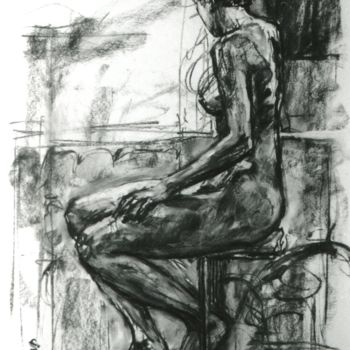 Drawing titled "fusain 1997 12" by Christian Rolland, Original Artwork, Charcoal