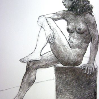 Drawing titled "fusain 2019 12" by Christian Rolland, Original Artwork, Charcoal