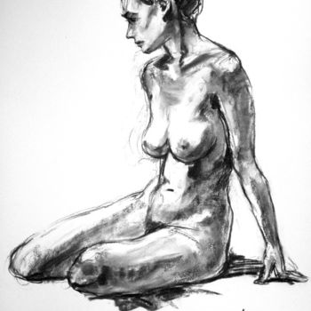 Drawing titled "fusain 1998 1" by Christian Rolland, Original Artwork, Charcoal