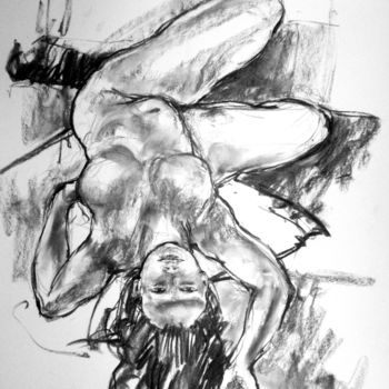Disegno intitolato "fusain 1999 1" da Christian Rolland, Opera d'arte originale, Carbone