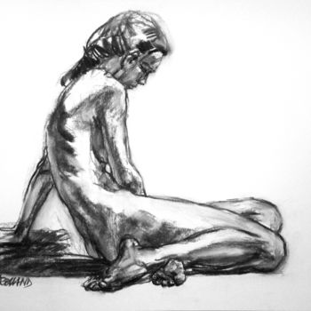 Drawing titled "fusain 1999 3" by Christian Rolland, Original Artwork, Charcoal