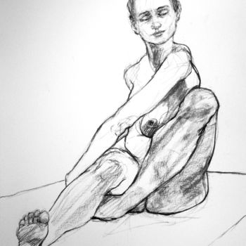 Drawing titled "fusain 2019 6" by Christian Rolland, Original Artwork, Charcoal