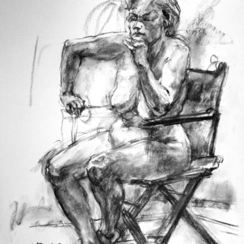 Drawing titled "fusain 1997 1" by Christian Rolland, Original Artwork, Charcoal