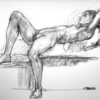 Drawing titled "étude 1998 4" by Christian Rolland, Original Artwork, Charcoal