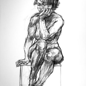 Drawing titled "fusain 2019 13" by Christian Rolland, Original Artwork, Charcoal