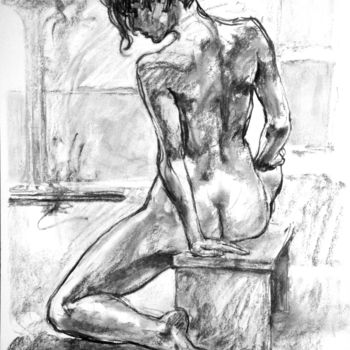 Drawing titled "fusain 1998 5" by Christian Rolland, Original Artwork, Charcoal