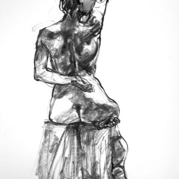 Рисунок под названием "fusain 2019 26" - Christian Rolland, Подлинное произведение искусства, Древесный уголь
