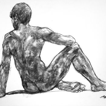 Drawing titled "fusain 2019 27" by Christian Rolland, Original Artwork, Charcoal