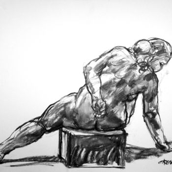 Drawing titled "fusain 2019 11" by Christian Rolland, Original Artwork, Charcoal