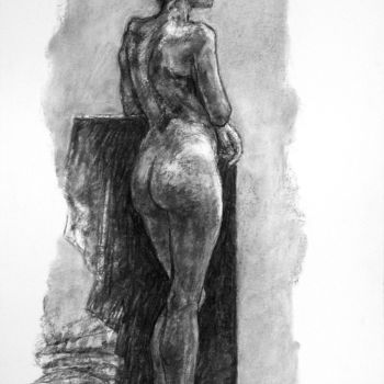 Drawing titled "académie 2019 6" by Christian Rolland, Original Artwork, Charcoal