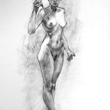 Drawing titled "fusain 2001 5" by Christian Rolland, Original Artwork, Charcoal