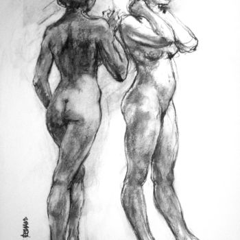 Drawing titled "fusain 1997 3" by Christian Rolland, Original Artwork, Charcoal