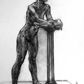 Drawing titled "académie 2019 20" by Christian Rolland, Original Artwork, Charcoal