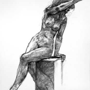 Drawing titled "fusain 2020 1" by Christian Rolland, Original Artwork, Charcoal