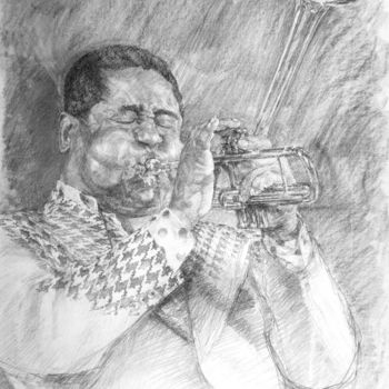 Рисунок под названием "fusain jazz 1992 1" - Christian Rolland, Подлинное произведение искусства, Древесный уголь