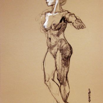 Zeichnungen mit dem Titel "fusain et craie 202…" von Christian Rolland, Original-Kunstwerk, Kohle