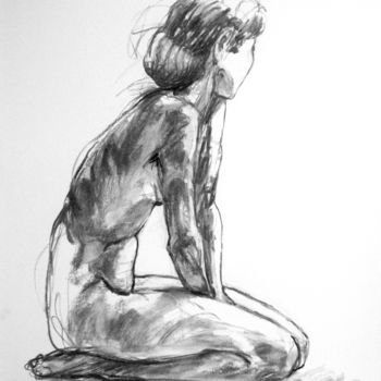 Drawing titled "fusain 1999 19" by Christian Rolland, Original Artwork, Charcoal