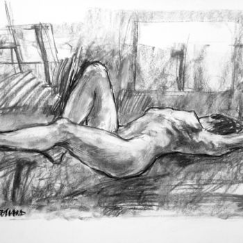 Drawing titled "fusain 1999 4" by Christian Rolland, Original Artwork, Charcoal