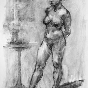 Drawing titled "fusain 1993 8" by Christian Rolland, Original Artwork, Charcoal