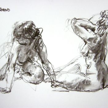 Drawing titled "fusain 50/651999 48" by Christian Rolland, Original Artwork, Charcoal