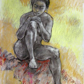 图画 标题为“fusain craie 55/75…” 由Christian Rolland, 原创艺术品, 木炭