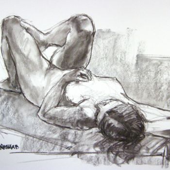 Drawing titled "fusain 50/65 2002 6" by Christian Rolland, Original Artwork, Charcoal