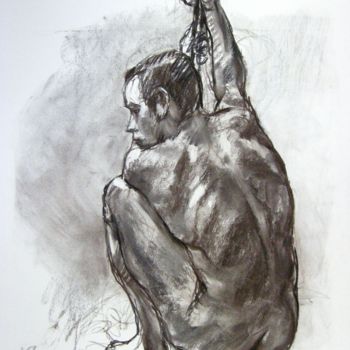 Drawing titled "fusain 50/65 2002 1" by Christian Rolland, Original Artwork, Charcoal