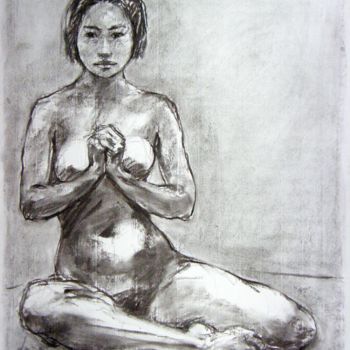Drawing titled "fusain 50/65 2003 1" by Christian Rolland, Original Artwork, Charcoal
