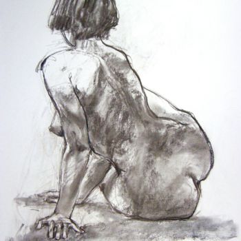 Drawing titled "fusain 50/65 2002 9" by Christian Rolland, Original Artwork, Charcoal