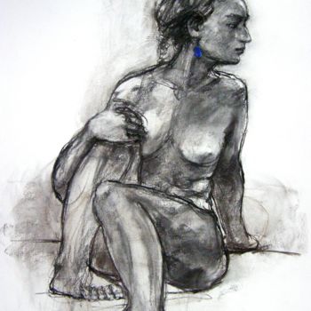 Drawing titled "fusain 50/65 2003 46" by Christian Rolland, Original Artwork, Charcoal