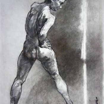 Drawing titled "fusain 50/65 2003 51" by Christian Rolland, Original Artwork, Charcoal