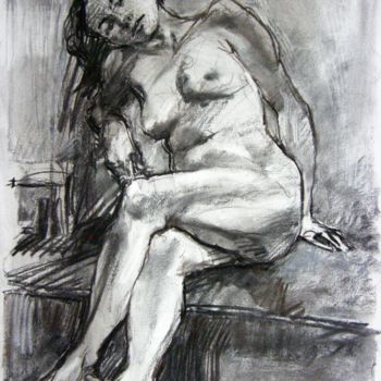 Drawing titled "fusain 50/65 2003 3" by Christian Rolland, Original Artwork, Charcoal