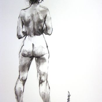 Desenho intitulada "fusain 50/65 2003 20" por Christian Rolland, Obras de arte originais, Carvão