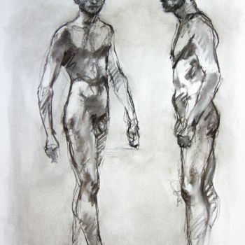 Drawing titled "fusain 50/65 2003 16" by Christian Rolland, Original Artwork, Charcoal