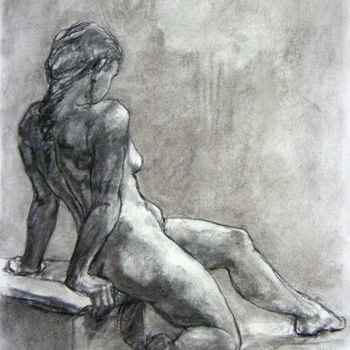 Drawing titled "fusain 50/65 2003 49" by Christian Rolland, Original Artwork, Charcoal