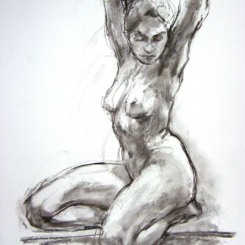 Drawing titled "fusain 50/65 2003 50" by Christian Rolland, Original Artwork, Charcoal