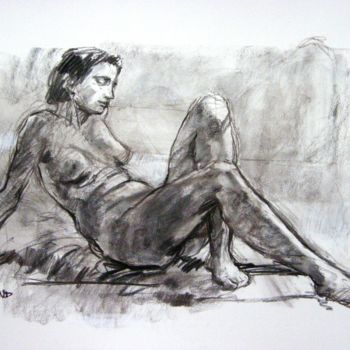 Drawing titled "fusain & craie 55/7…" by Christian Rolland, Original Artwork, Charcoal