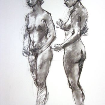 Drawing titled "fusain 50/65 2003 8" by Christian Rolland, Original Artwork, Charcoal