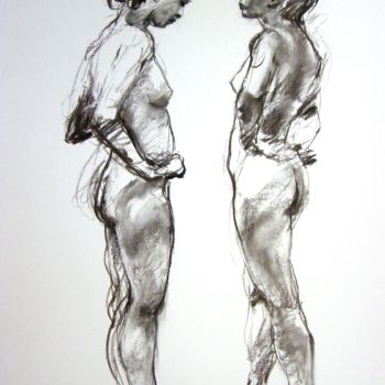 Drawing titled "fusain 50/65 2003 9" by Christian Rolland, Original Artwork, Charcoal