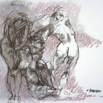 Drawing titled "fusain & craie 50 x…" by Christian Rolland, Original Artwork, Charcoal