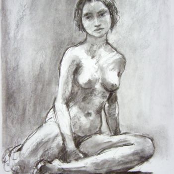 Drawing titled "fusain 50/65 2001 21" by Christian Rolland, Original Artwork, Charcoal