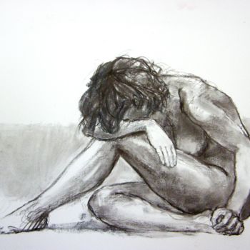 Drawing titled "fusain 50/65 2003 18" by Christian Rolland, Original Artwork, Charcoal