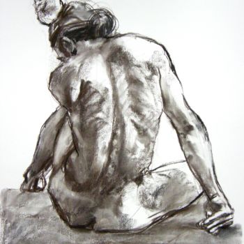 Drawing titled "fusain 50/65 2003 36" by Christian Rolland, Original Artwork, Charcoal