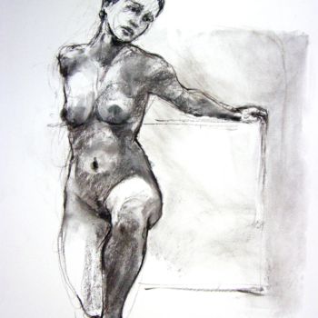 Drawing titled "fusain 50/65 2003 29" by Christian Rolland, Original Artwork, Charcoal